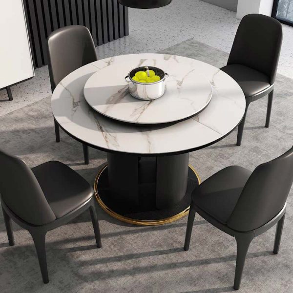 Nordic Modern Classic Faux Marble Round Dining Table With Lazy Susan Addin Nordic Modern Classic Faux Marble Round, Round Dining Table With Lazy Susan